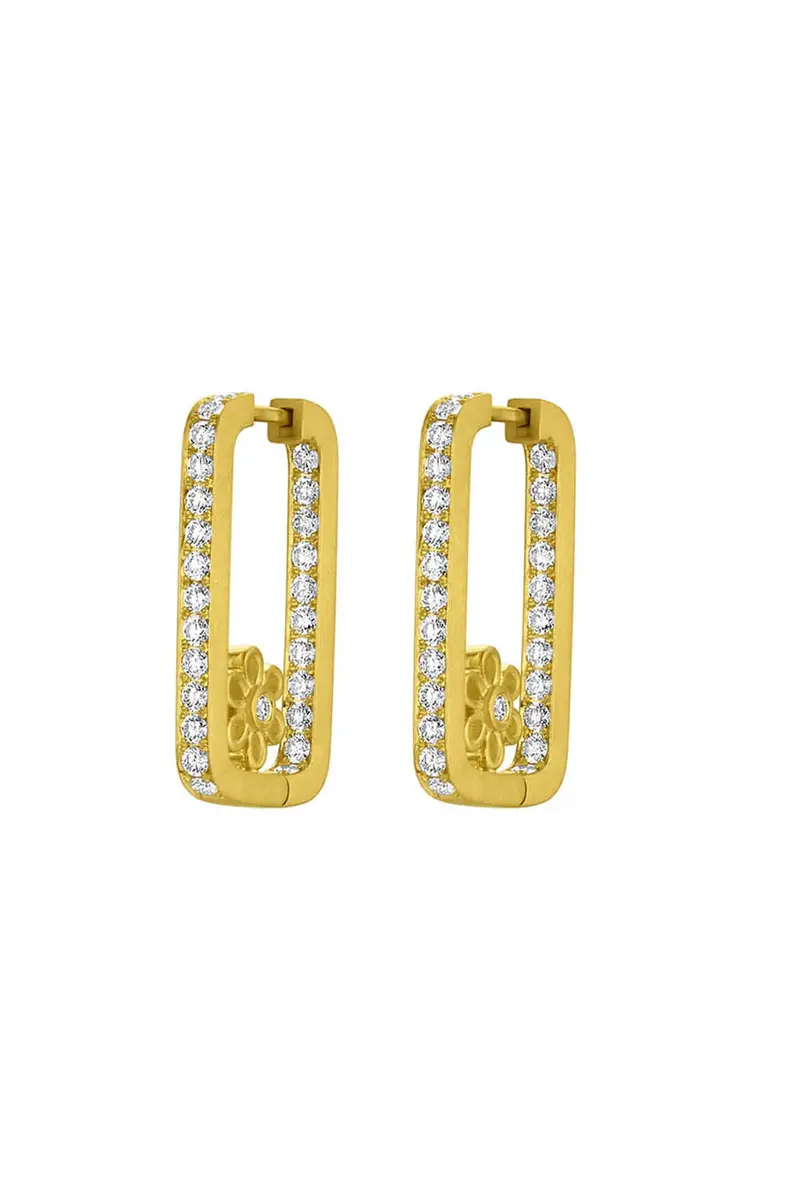 LEIGH MAXWELL Diamond Flower Rectangle Hoop Earrings | Image 1 LEIGH MAXWELL Diamond Flower Rectangle Hoop Earrings | Image 1