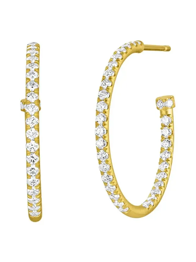 LEIGH MAXWELL Diamond Pavé Medium Hoop Earrings