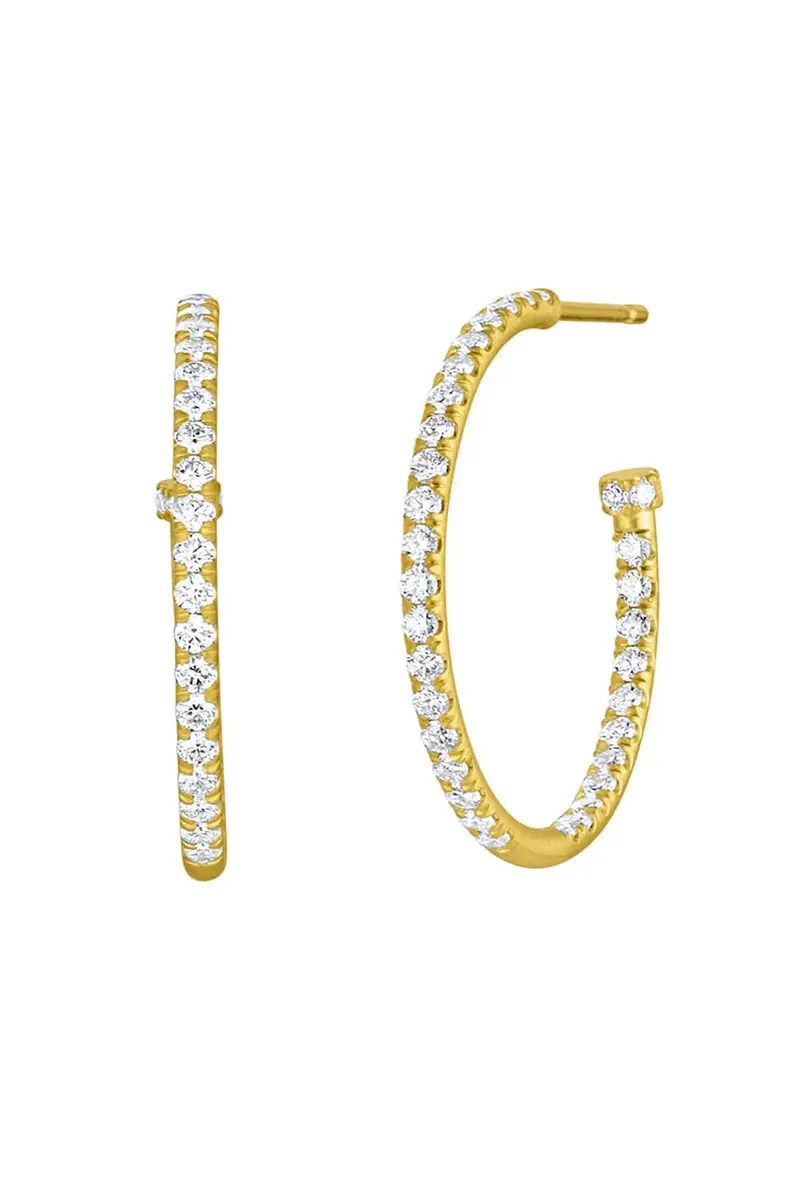 LEIGH MAXWELL Diamond Pavé Medium Hoop Earrings | Image 1 LEIGH MAXWELL Diamond Pavé Medium Hoop Earrings | Image 1