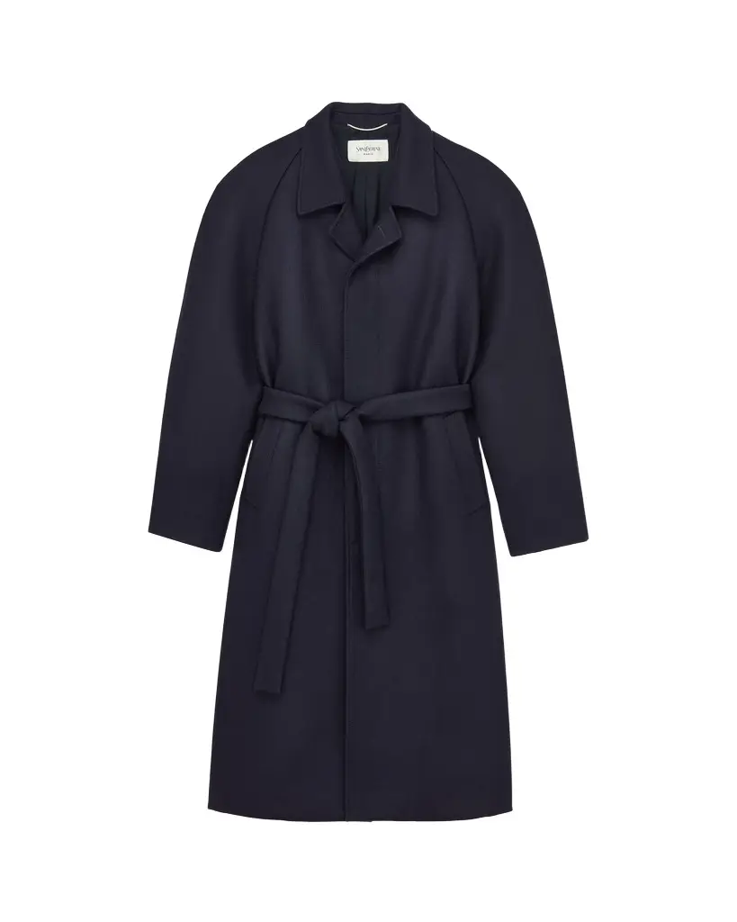 Saint Laurent Belted balmacaan in brushed wool gabardine | Image 1 Saint Laurent Belted balmacaan in brushed wool gabardine | Image 1