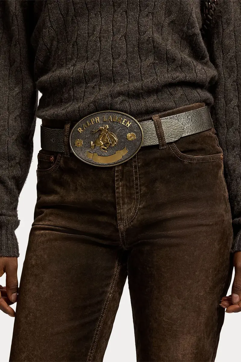 Ralph Lauren Rodeo-Buckle Metallic Vachetta Wide Belt | Thumbnail 2 Ralph Lauren Rodeo-Buckle Metallic Vachetta Wide Belt | Thumbnail 2