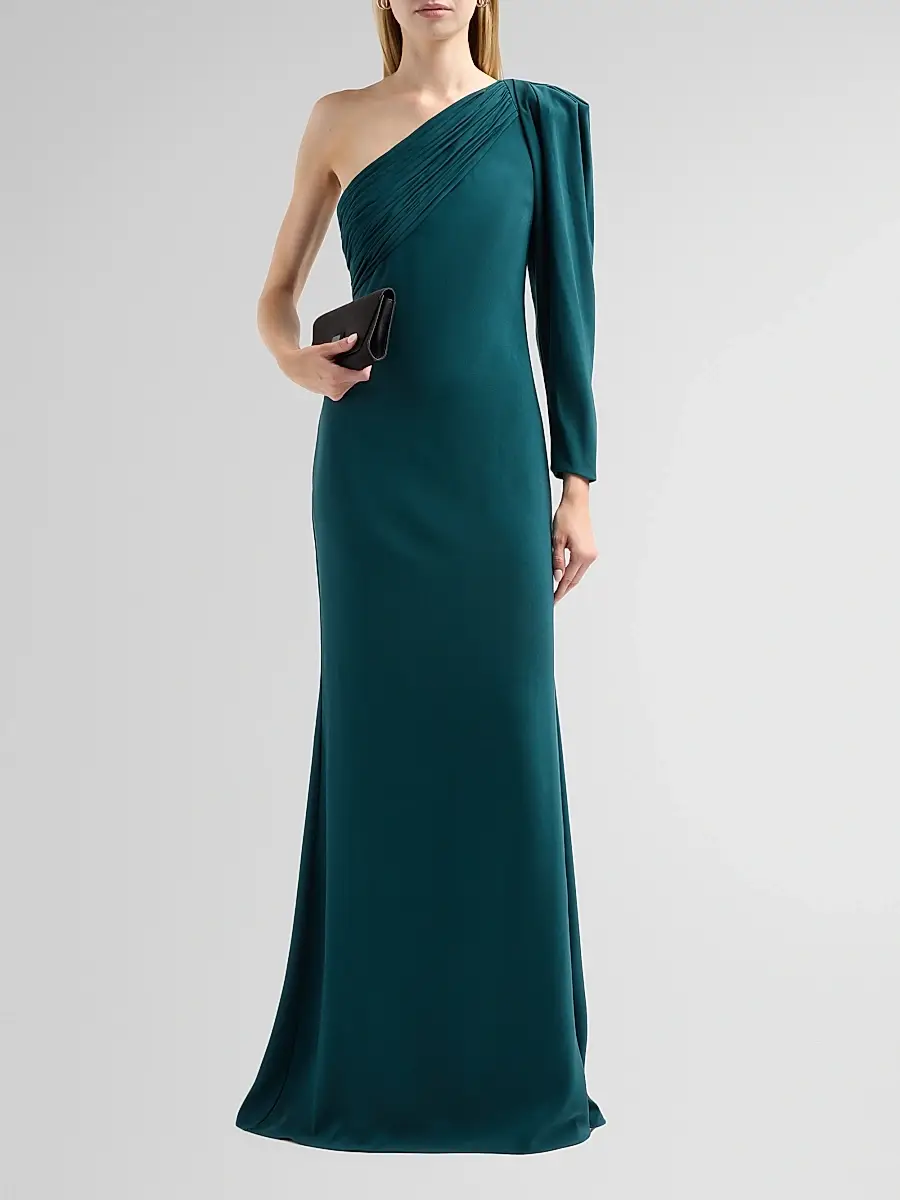BADGLEY MISCHKA Women's One-Shoulder Draped Mermaid Gown | Thumbnail 2 BADGLEY MISCHKA Women's One-Shoulder Draped Mermaid Gown | Thumbnail 2