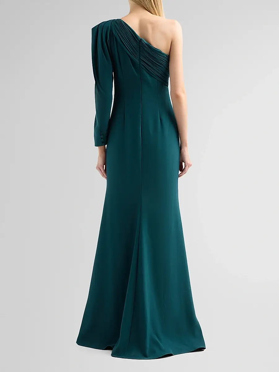 BADGLEY MISCHKA Women's One-Shoulder Draped Mermaid Gown | Thumbnail 3 BADGLEY MISCHKA Women's One-Shoulder Draped Mermaid Gown | Thumbnail 3