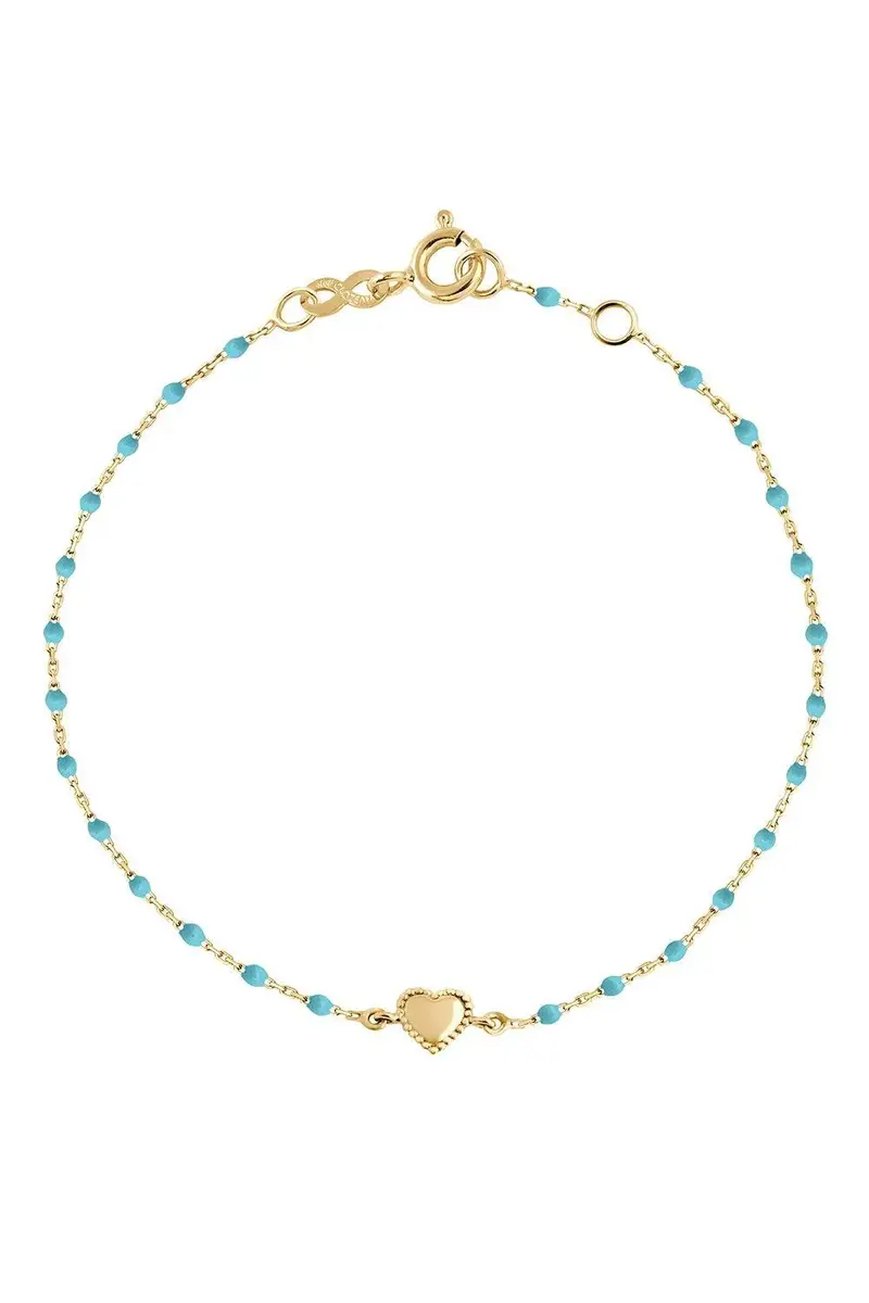 Gigi Clozeau Turquoise Mini Gigi Lucky Heart Bracelet - Yellow Gold | Image 1 Gigi Clozeau Turquoise Mini Gigi Lucky Heart Bracelet - Yellow Gold | Image 1