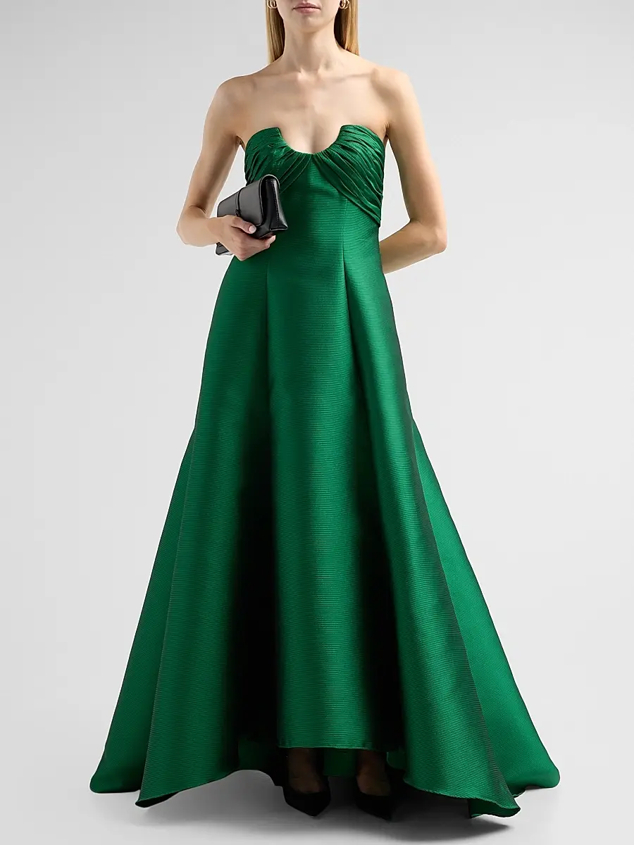 BADGLEY MISCHKA Women's Satin Strapless A-Line Gown | Thumbnail 2