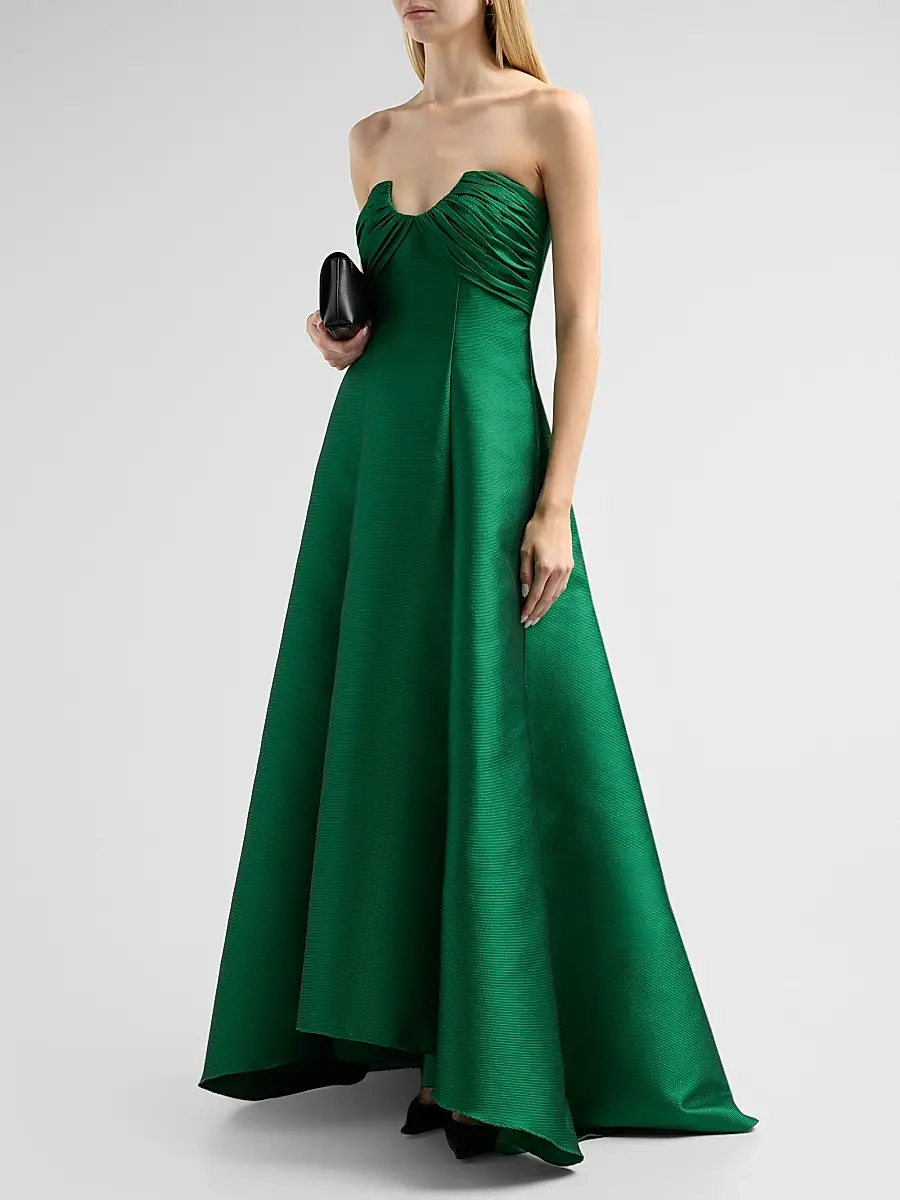 BADGLEY MISCHKA Women's Satin Strapless A-Line Gown | Thumbnail 4