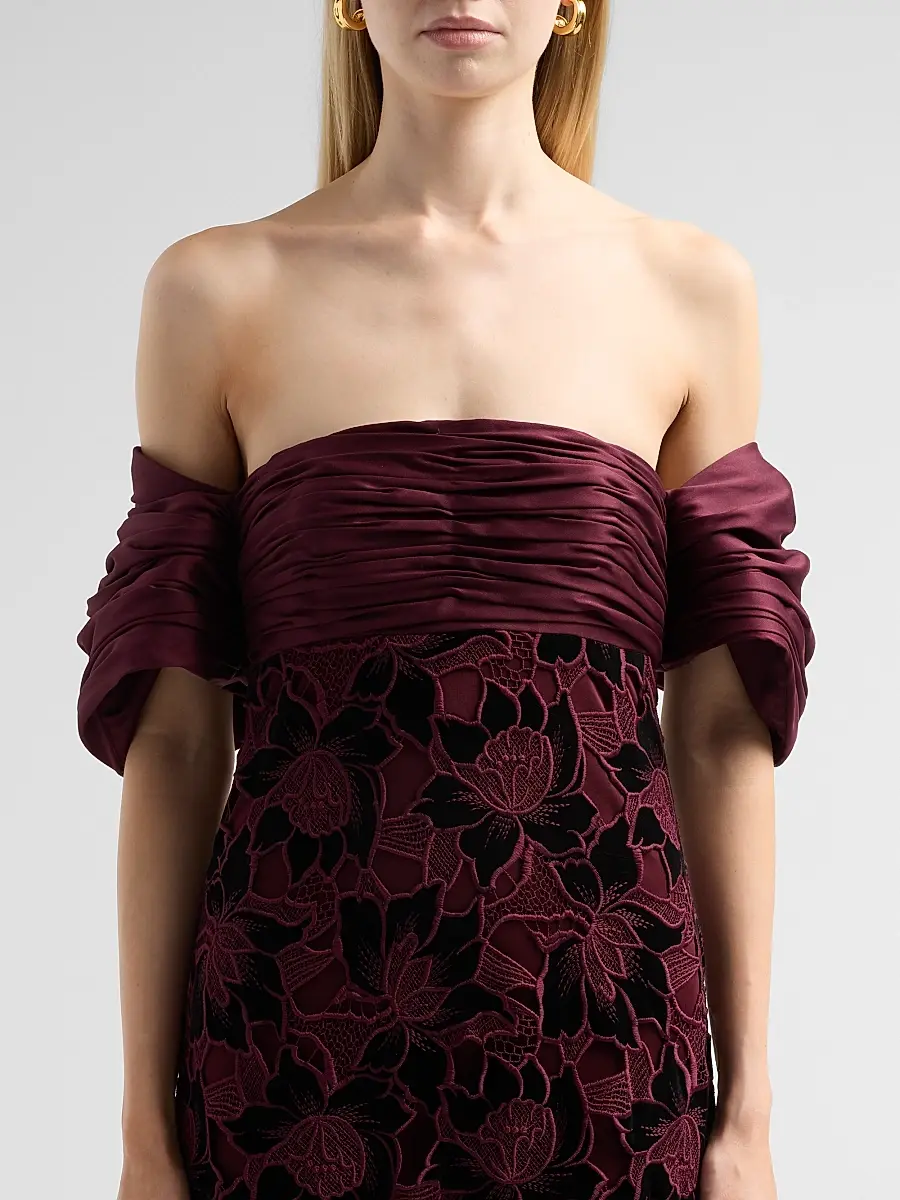 BADGLEY MISCHKA Women's Floral Guipure Off-the-Shoulder Gown | Thumbnail 5 BADGLEY MISCHKA Women's Floral Guipure Off-the-Shoulder Gown | Thumbnail 5