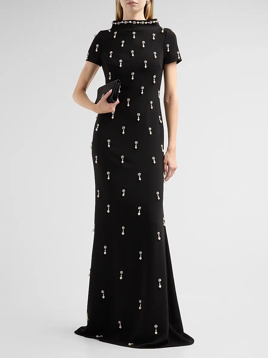 BADGLEY MISCHKA Women's Crystal Embellished Mermaid Gown | Thumbnail 2
