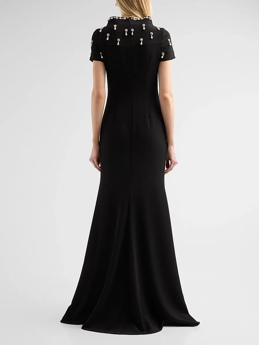 BADGLEY MISCHKA Women's Crystal Embellished Mermaid Gown | Thumbnail 3