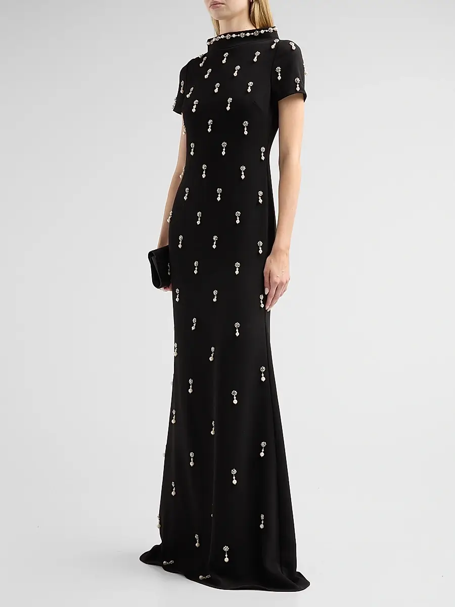 BADGLEY MISCHKA Women's Crystal Embellished Mermaid Gown | Thumbnail 4