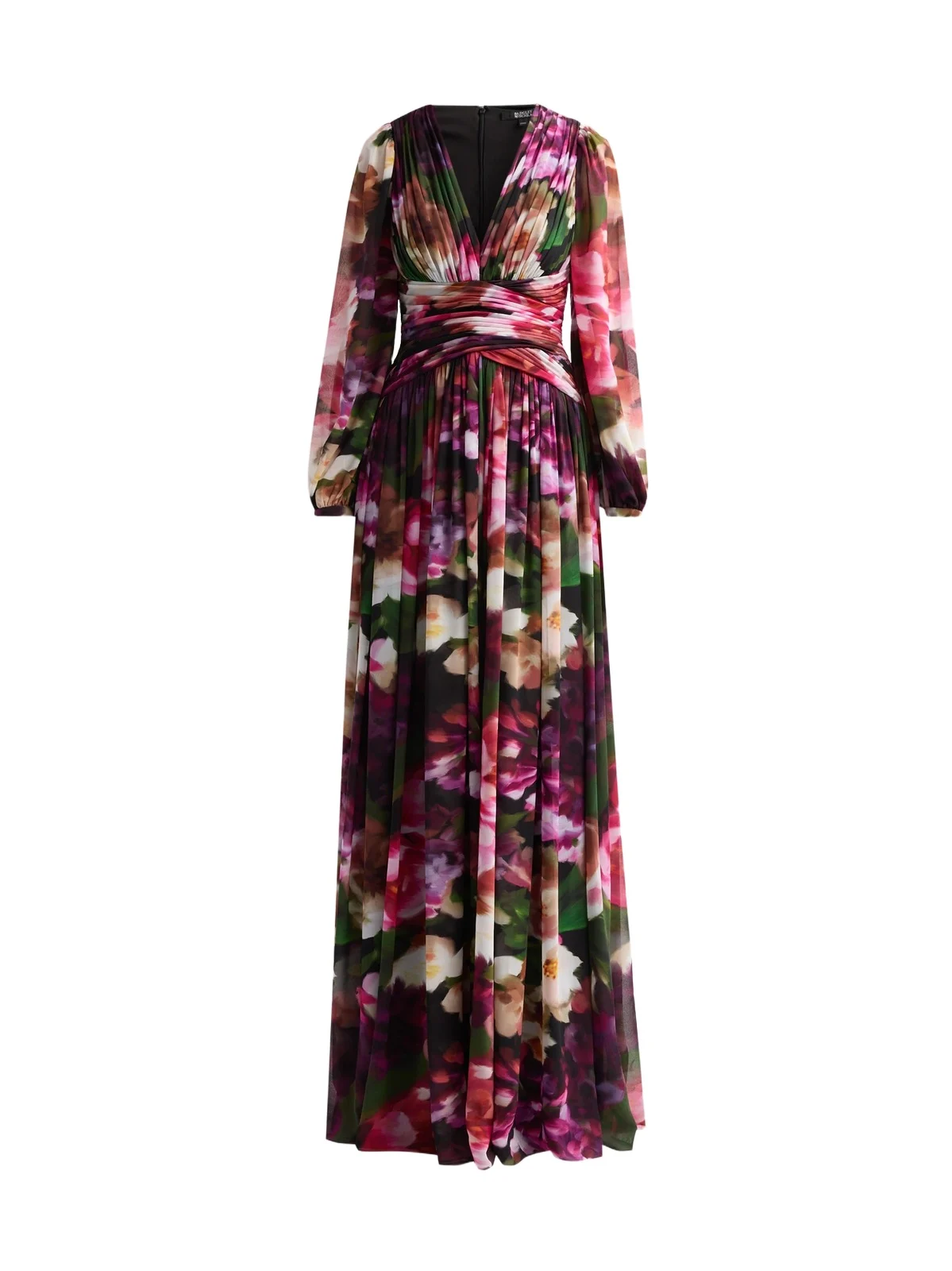 Women's Floral Pleated Georgette A-Line Gown Women's Floral Pleated Georgette A-Line Gown
