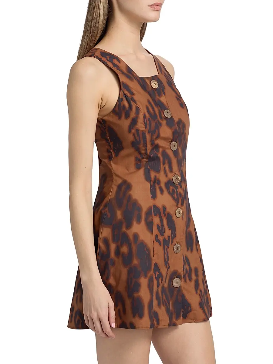 Misa Los Angeles Women's Alyse Blotted Leopard-Print Button-Front Minidress | Thumbnail 4 Misa Los Angeles Women's Alyse Blotted Leopard-Print Button-Front Minidress | Thumbnail 4