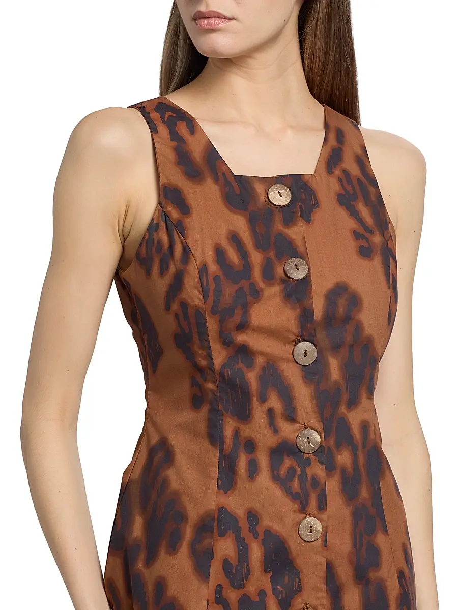 Misa Los Angeles Women's Alyse Blotted Leopard-Print Button-Front Minidress | Thumbnail 6 Misa Los Angeles Women's Alyse Blotted Leopard-Print Button-Front Minidress | Thumbnail 6
