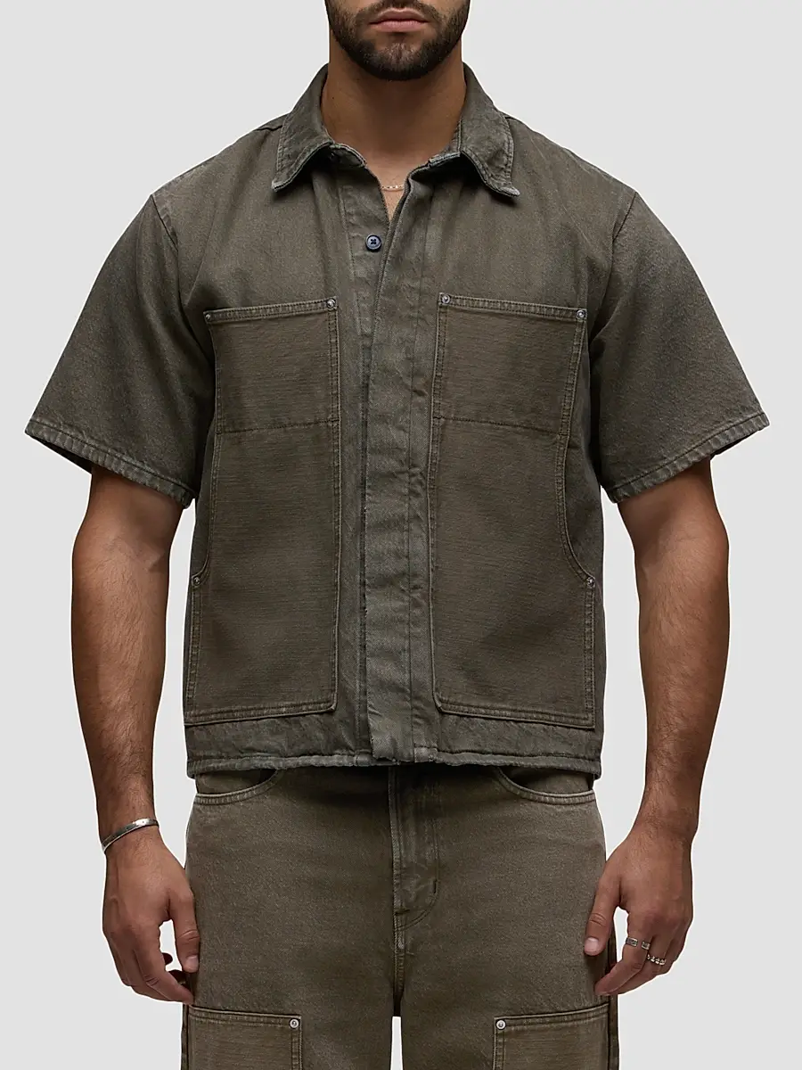 Hudson Jeans Men's Carpenter Denim Short-Sleeve Shirt | Thumbnail 4 Hudson Jeans Men's Carpenter Denim Short-Sleeve Shirt | Thumbnail 4