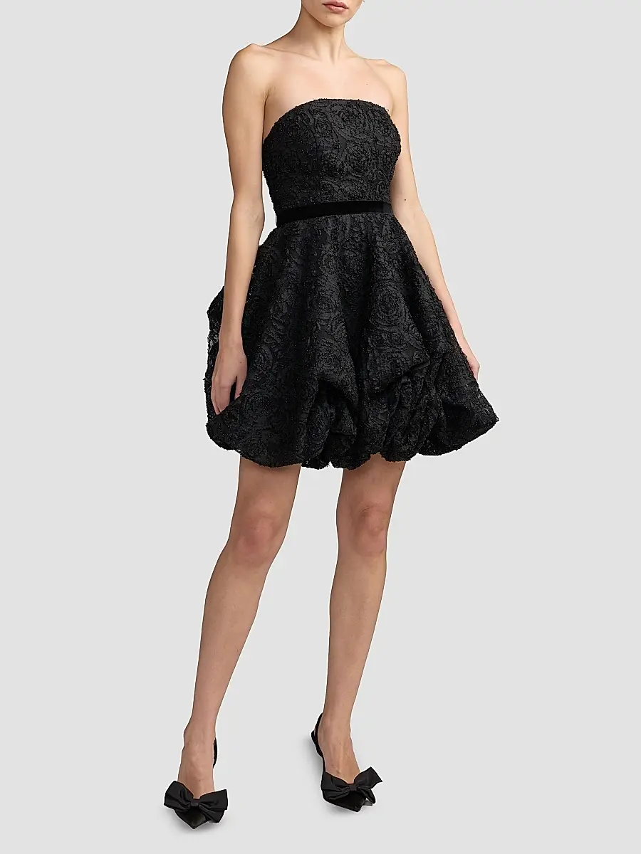 Mac Duggal Women's Floral Lace Strapless Bubble Mini Dress | Thumbnail 2 Mac Duggal Women's Floral Lace Strapless Bubble Mini Dress | Thumbnail 2