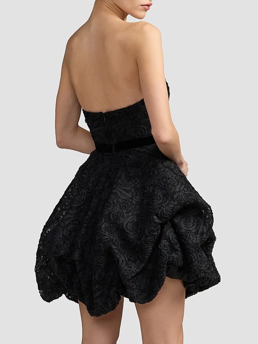Mac Duggal Women's Floral Lace Strapless Bubble Mini Dress | Thumbnail 3 Mac Duggal Women's Floral Lace Strapless Bubble Mini Dress | Thumbnail 3