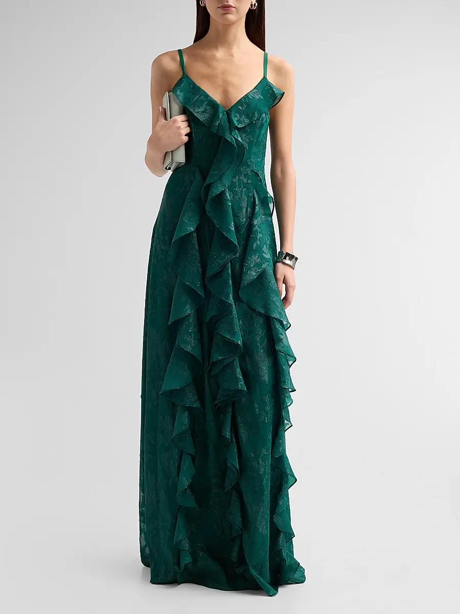 Ramy Brook Women's Penelope Flocked Ruffled Gown | Thumbnail 2 Ramy Brook Women's Penelope Flocked Ruffled Gown | Thumbnail 2