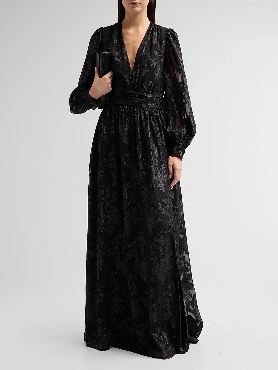 Ramy Brook Women's Rebecca Flocked Metallic Gown | Thumbnail 2 Ramy Brook Women's Rebecca Flocked Metallic Gown | Thumbnail 2