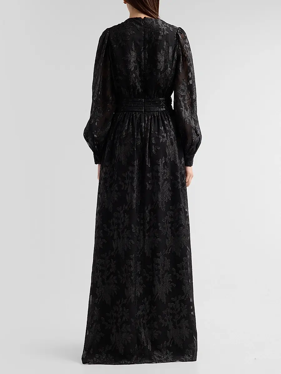 Ramy Brook Women's Rebecca Flocked Metallic Gown | Thumbnail 3 Ramy Brook Women's Rebecca Flocked Metallic Gown | Thumbnail 3