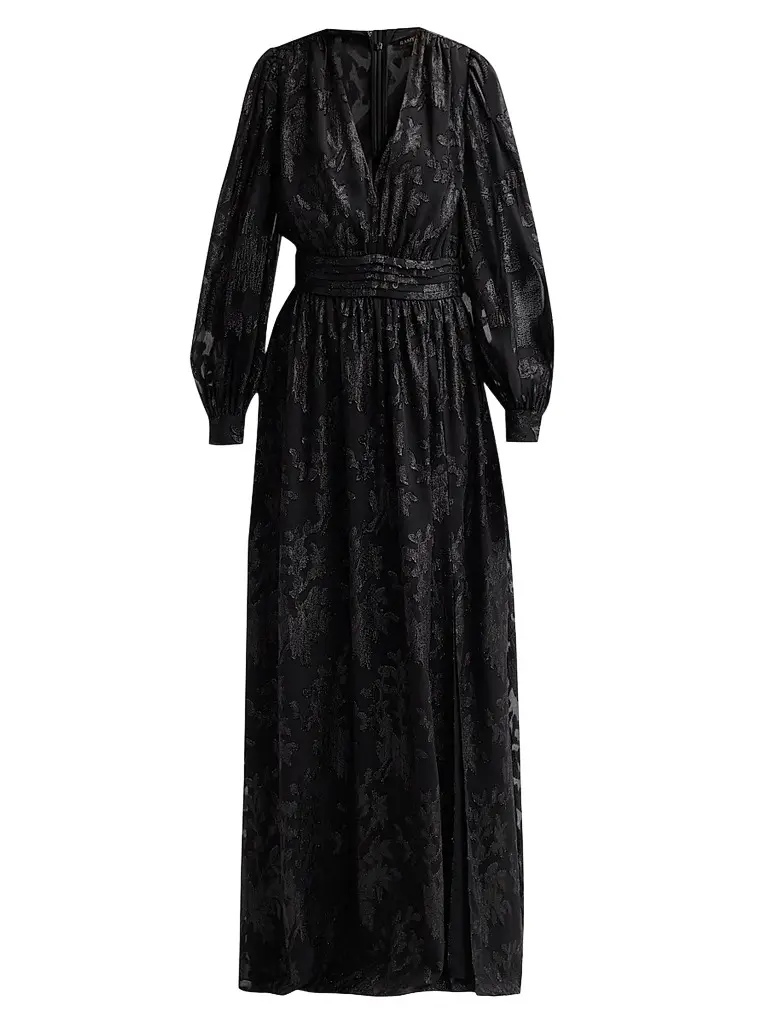 Ramy Brook Women's Rebecca Flocked Metallic Gown - Black Jacquard | Image 1 Ramy Brook Women's Rebecca Flocked Metallic Gown - Black Jacquard | Image 1