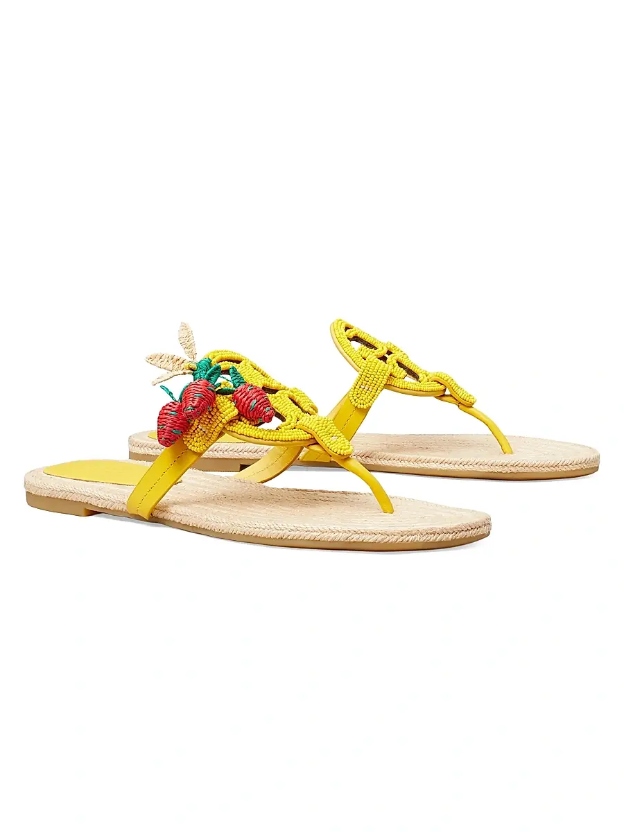 Tory Burch Women's Miller Beaded Leather Espadrille Sandals | Thumbnail 2