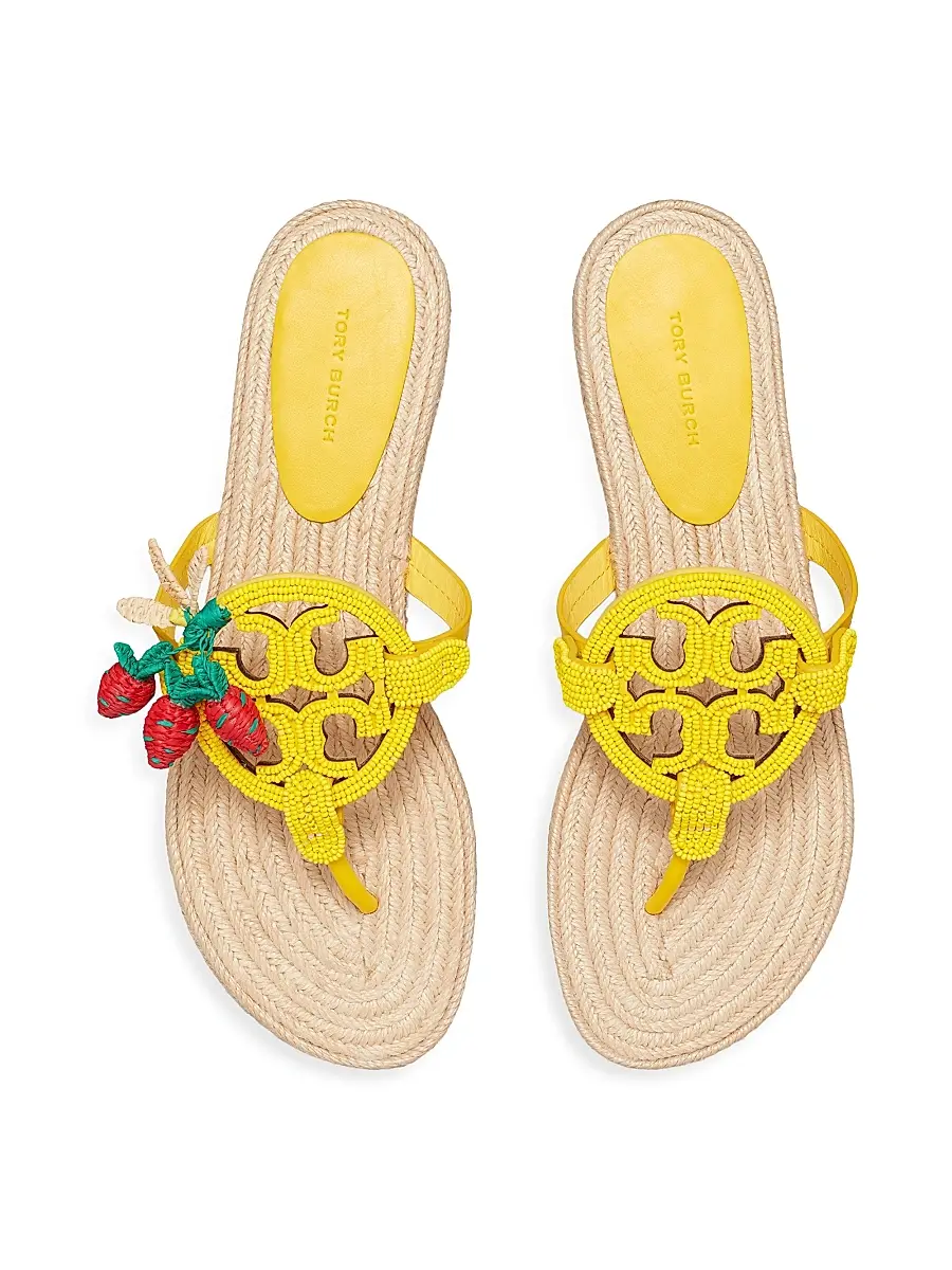 Tory Burch Women's Miller Beaded Leather Espadrille Sandals | Thumbnail 3