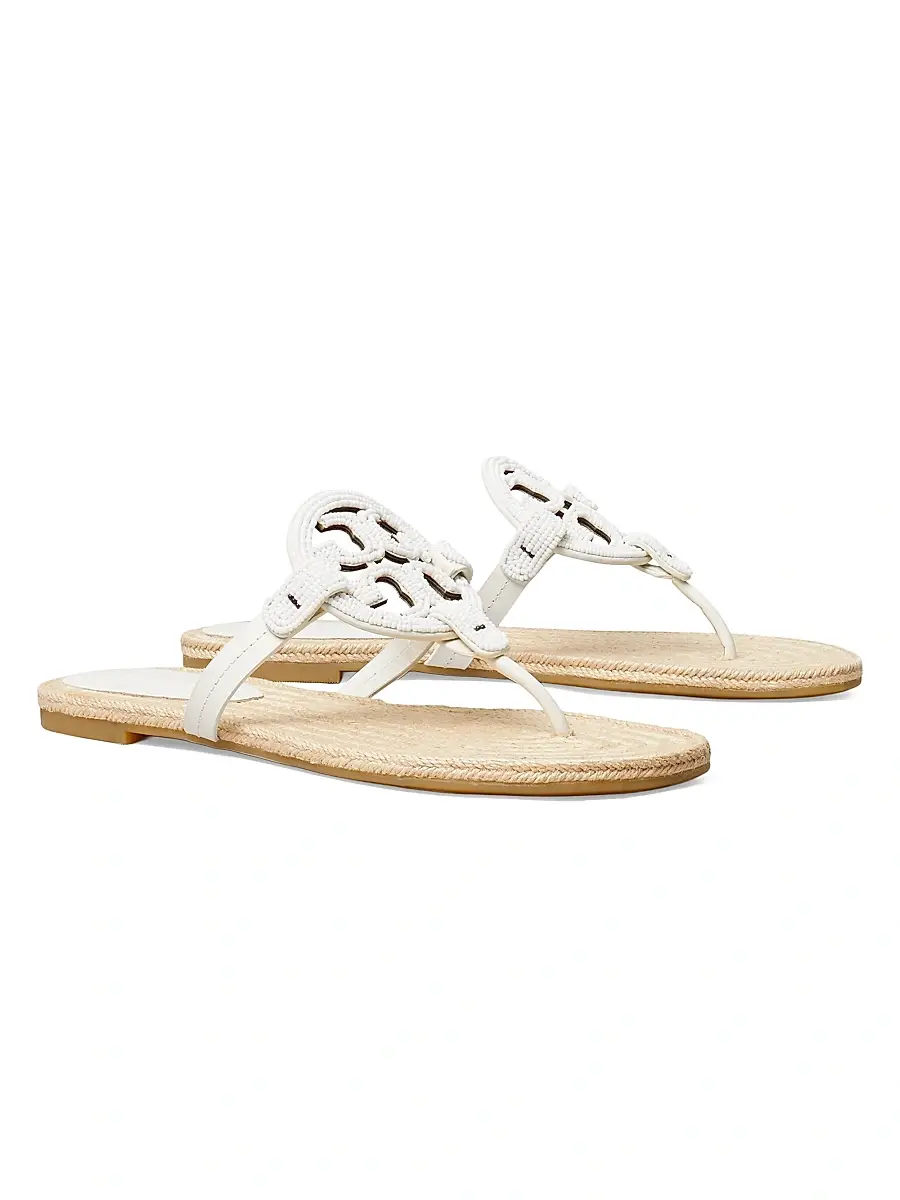 Tory Burch Women's Miller Beaded Leather Espadrille Sandals | Thumbnail 2