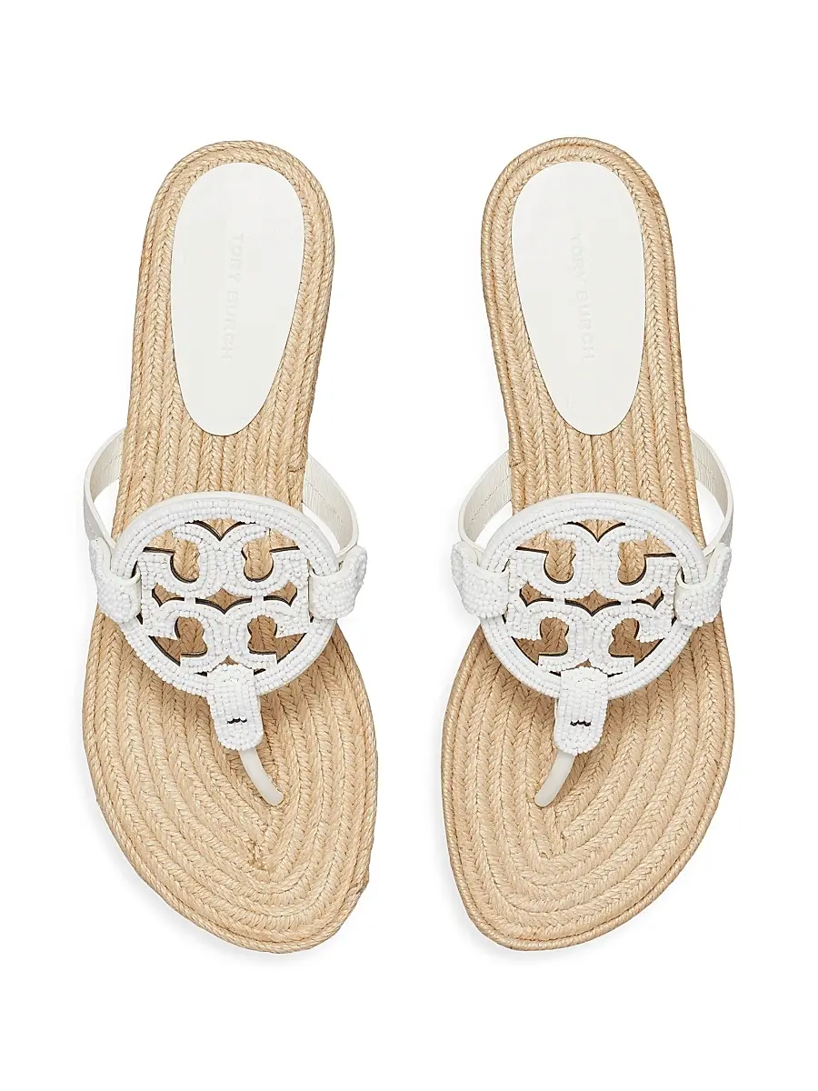 Tory Burch Women's Miller Beaded Leather Espadrille Sandals | Thumbnail 3