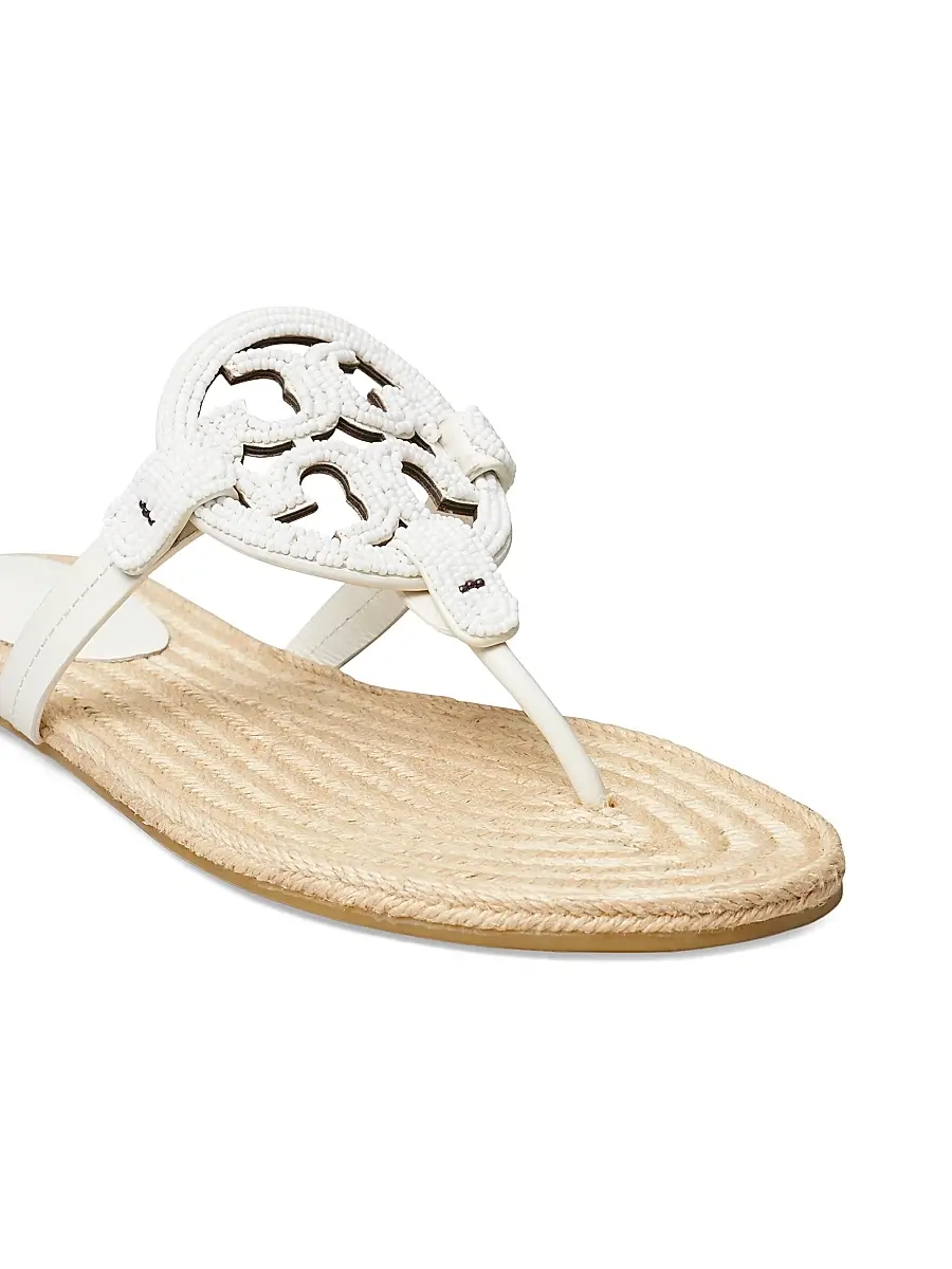 Tory Burch Women's Miller Beaded Leather Espadrille Sandals | Thumbnail 4