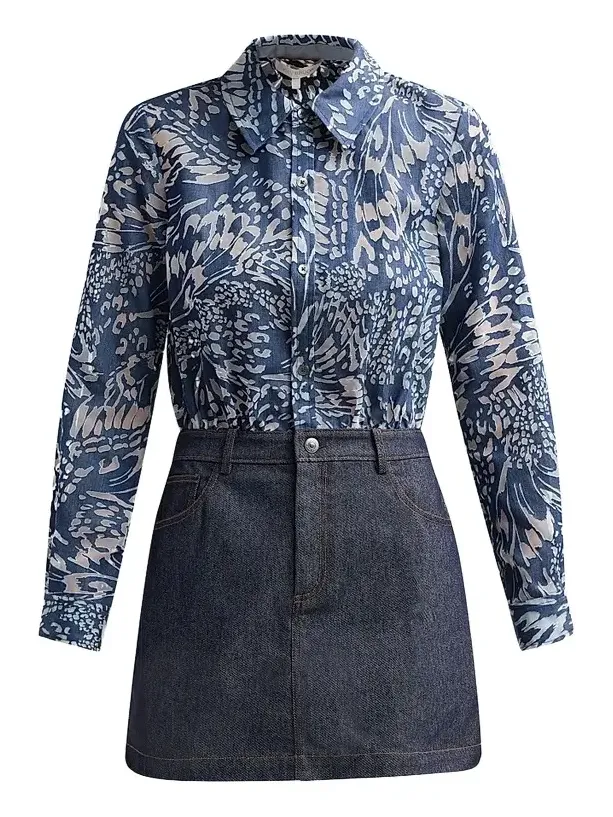 Women's June Mixed-Media Mini Dress Women's June Mixed-Media Mini Dress