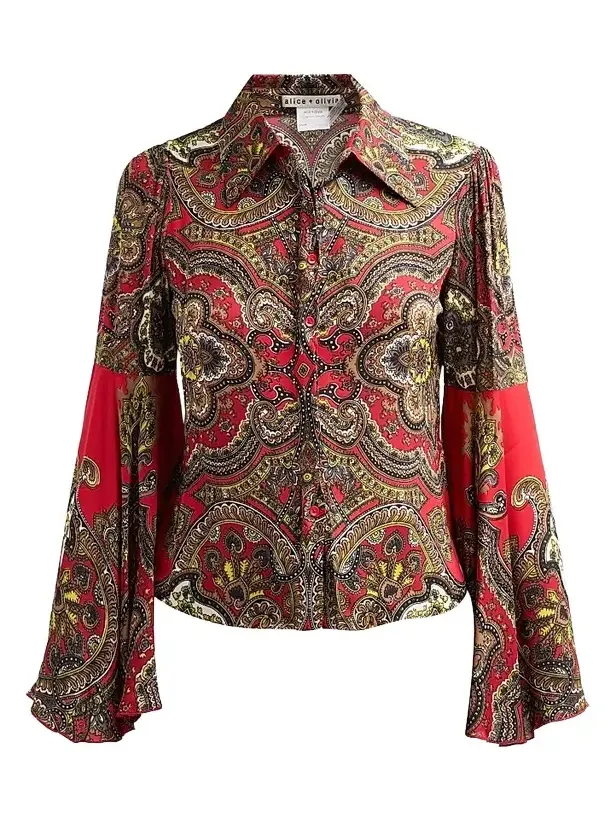Women's Willa Printed Bell-Sleeve Top Women's Willa Printed Bell-Sleeve Top