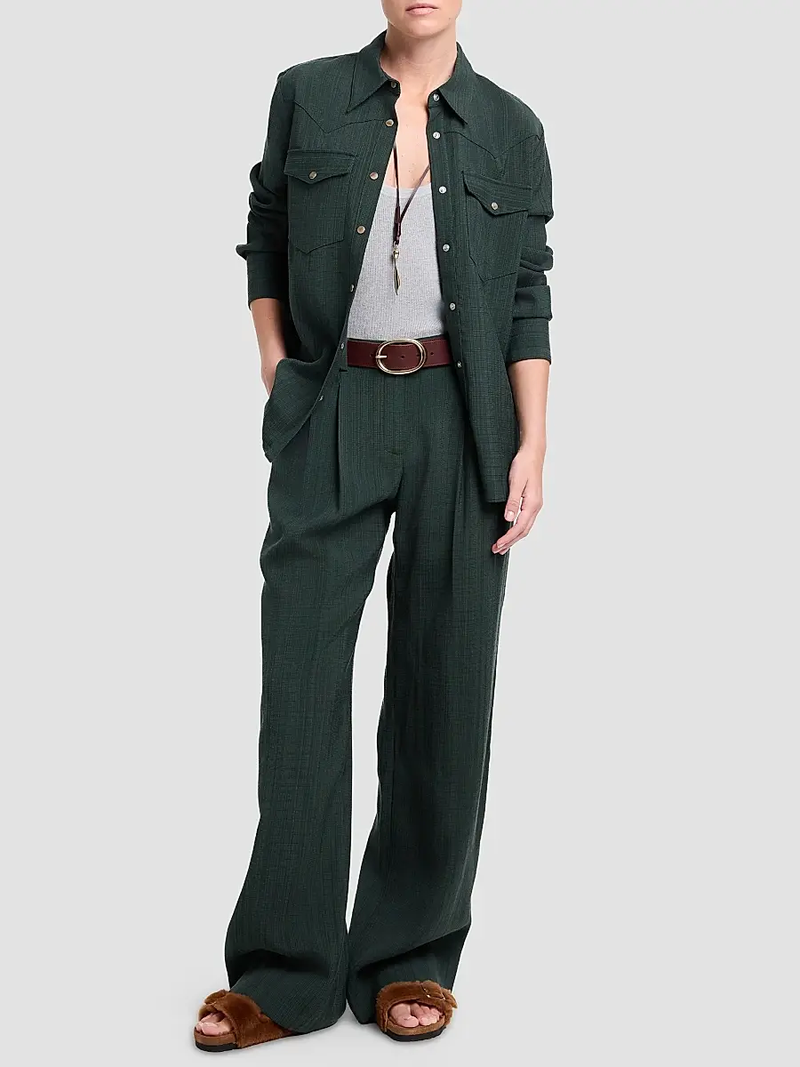TWP Women's Sulli Textured Pleated Straight-Leg Pants | Thumbnail 2