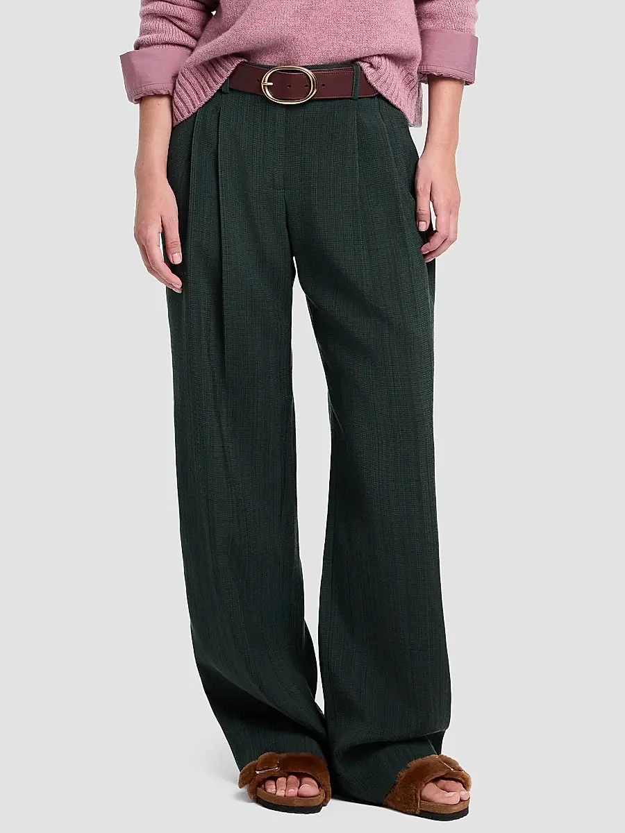 TWP Women's Sulli Textured Pleated Straight-Leg Pants | Thumbnail 4