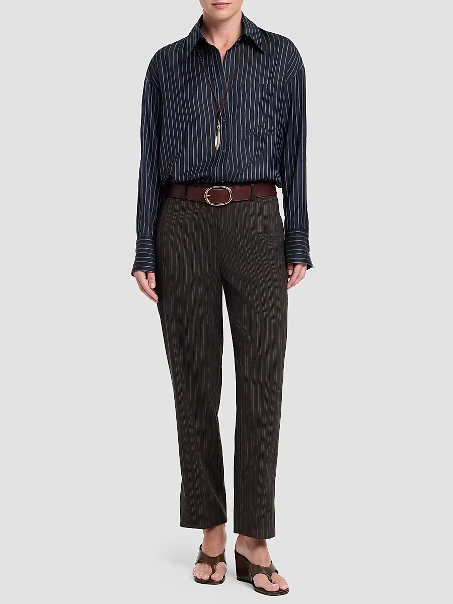TWP Women's Roberts Pinstriped Wool-Blend Straight-Leg Pants | Thumbnail 2 TWP Women's Roberts Pinstriped Wool-Blend Straight-Leg Pants | Thumbnail 2
