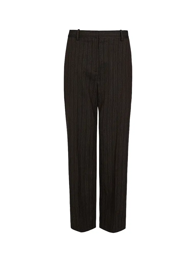 TWP Women's Roberts Pinstriped Wool-Blend Straight-Leg Pants - Dark Chocolate | Image 1 TWP Women's Roberts Pinstriped Wool-Blend Straight-Leg Pants - Dark Chocolate | Image 1