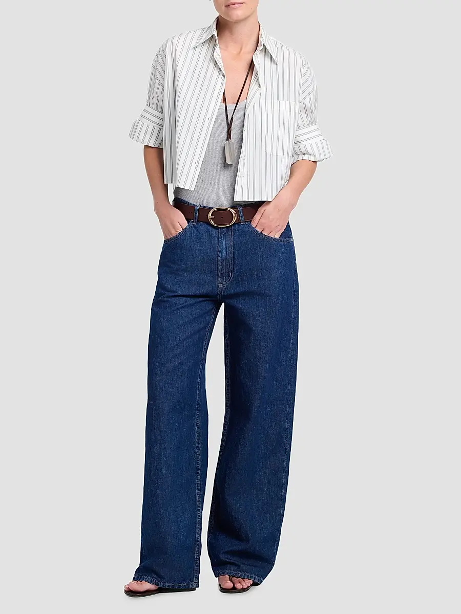 TWP Women's Next Ex Striped Cotton Crop Shirt | Thumbnail 2 TWP Women's Next Ex Striped Cotton Crop Shirt | Thumbnail 2