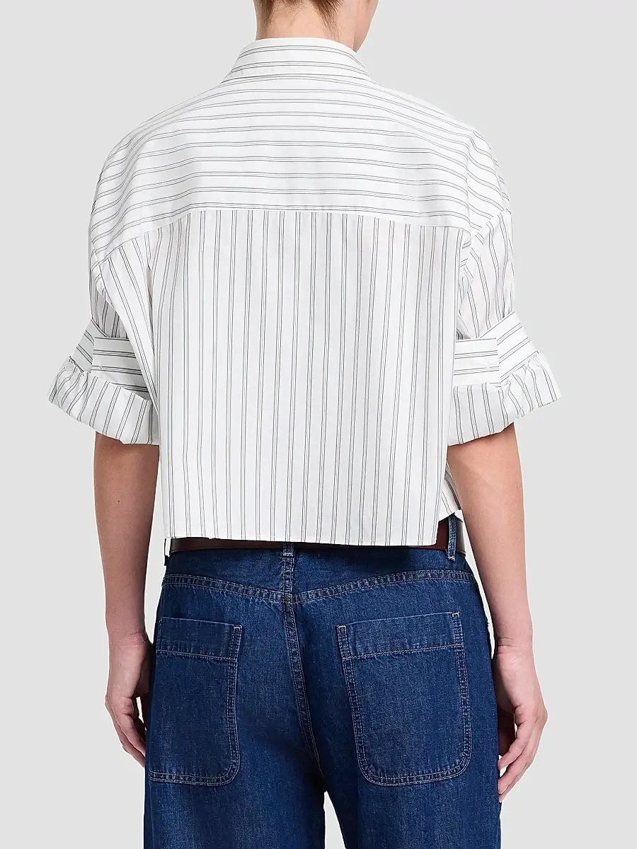 TWP Women's Next Ex Striped Cotton Crop Shirt | Thumbnail 3 TWP Women's Next Ex Striped Cotton Crop Shirt | Thumbnail 3
