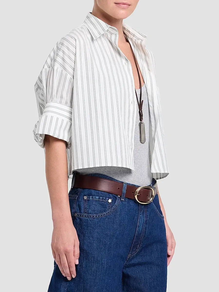 TWP Women's Next Ex Striped Cotton Crop Shirt | Thumbnail 6 TWP Women's Next Ex Striped Cotton Crop Shirt | Thumbnail 6