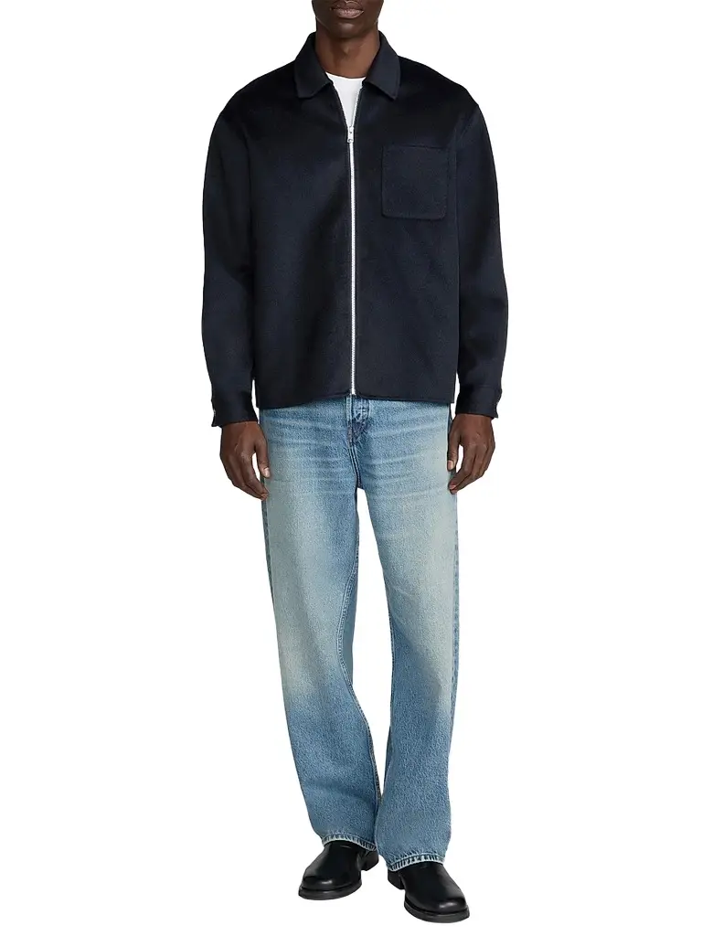 Frame Men's Double Face Wool Zip-Front Shirt Jacket - Dark Navy | Image 1 Frame Men's Double Face Wool Zip-Front Shirt Jacket - Dark Navy | Image 1
