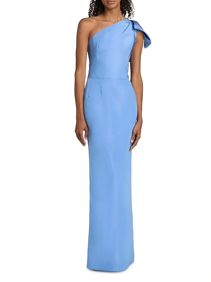 Oscar de la Renta Women's Silk One-Shoulder Bow-Accented Column Gown | Thumbnail 3