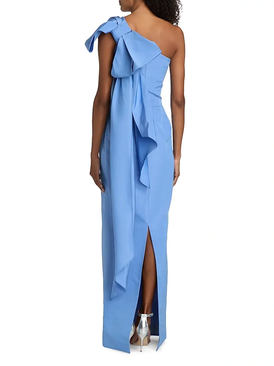 Oscar de la Renta Women's Silk One-Shoulder Bow-Accented Column Gown | Thumbnail 5