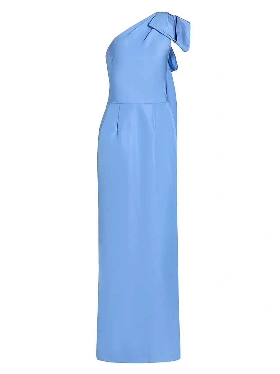 Oscar de la Renta Women's Silk One-Shoulder Bow-Accented Column Gown - Twilight | Image 1 Oscar de la Renta Women's Silk One-Shoulder Bow-Accented Column Gown - Twilight | Image 1