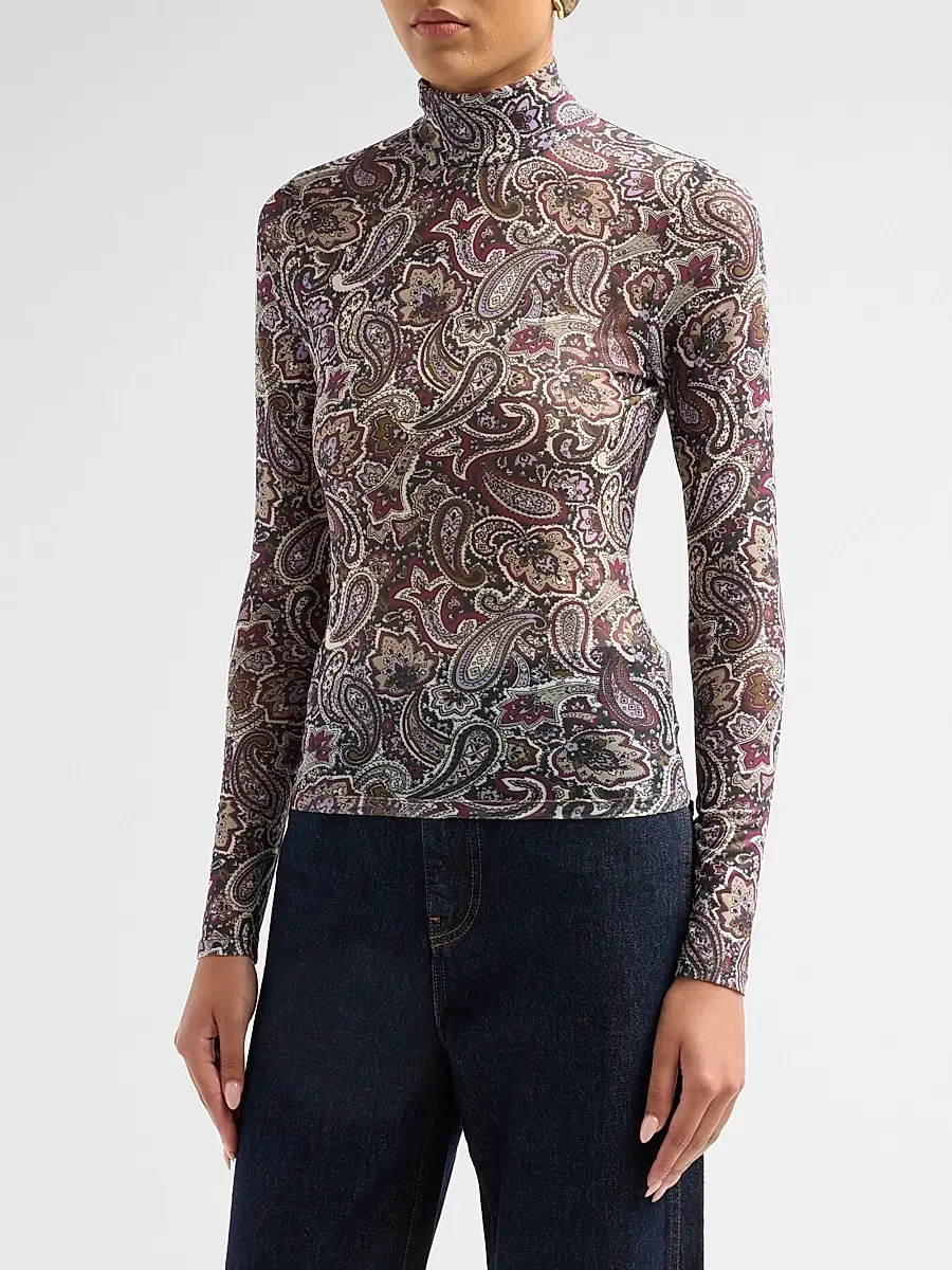 Ronny Kobo Women's Lorden Paisley Mesh Top | Thumbnail 4