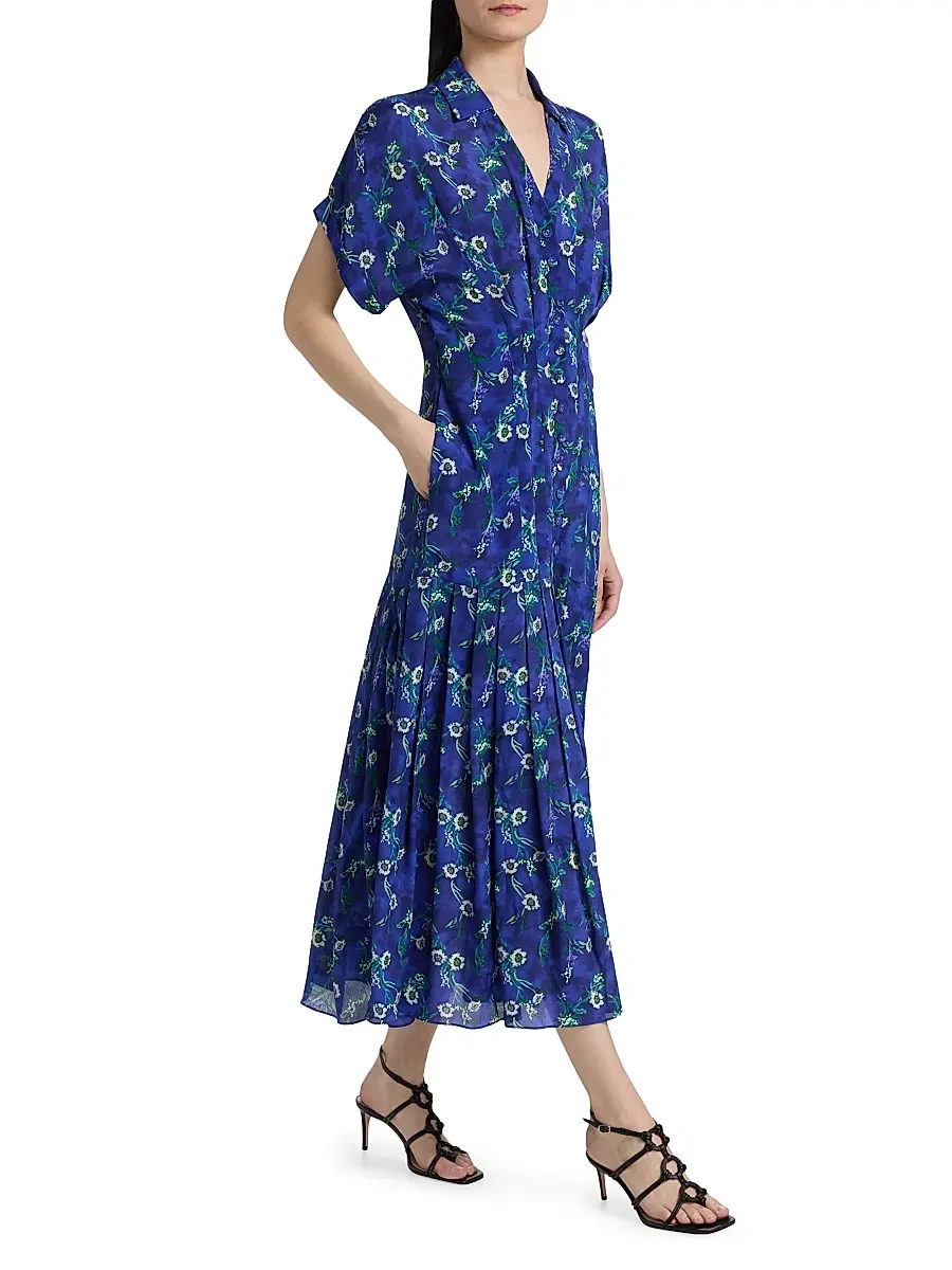 Saloni Women's Riya Floral Satin Midi-Shirtdress | Thumbnail 2