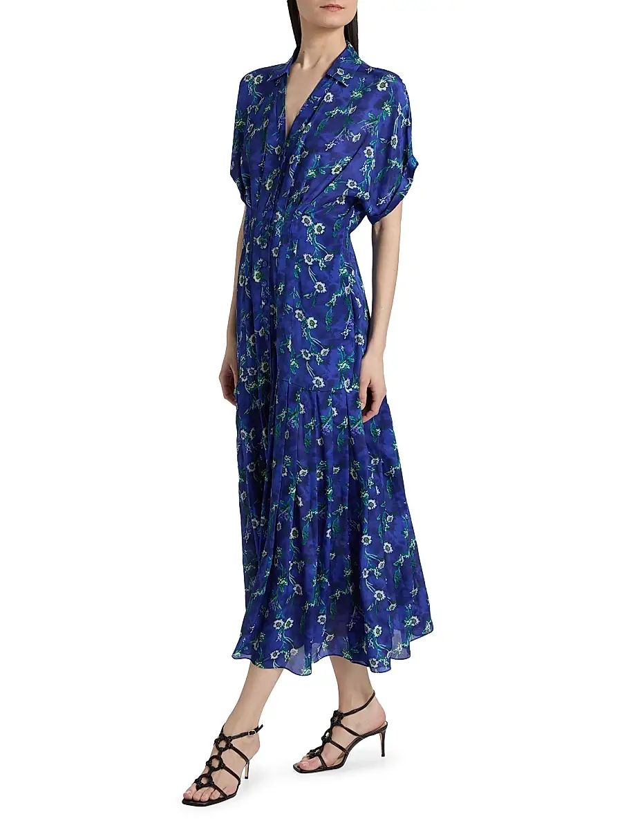 Saloni Women's Riya Floral Satin Midi-Shirtdress | Thumbnail 4
