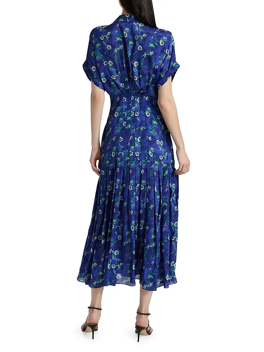 Saloni Women's Riya Floral Satin Midi-Shirtdress | Thumbnail 5