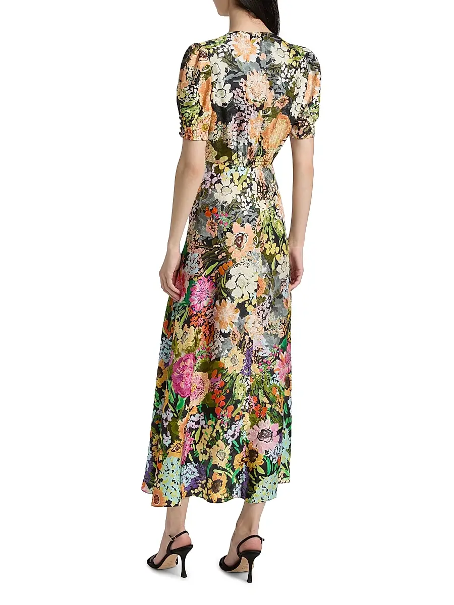 Saloni Women's Lea Floral Print Midi Dress | Thumbnail 5 Saloni Women's Lea Floral Print Midi Dress | Thumbnail 5