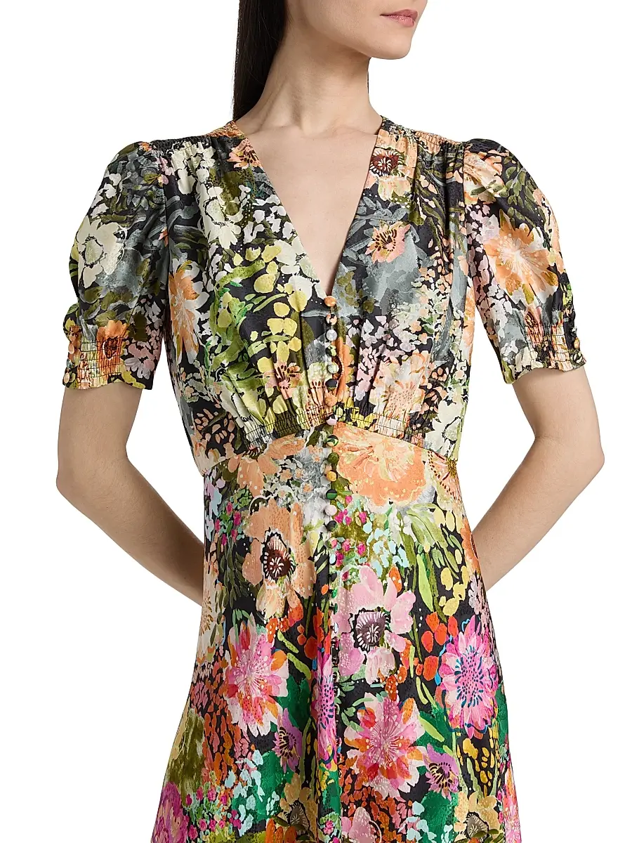 Saloni Women's Lea Floral Print Midi Dress | Thumbnail 6 Saloni Women's Lea Floral Print Midi Dress | Thumbnail 6