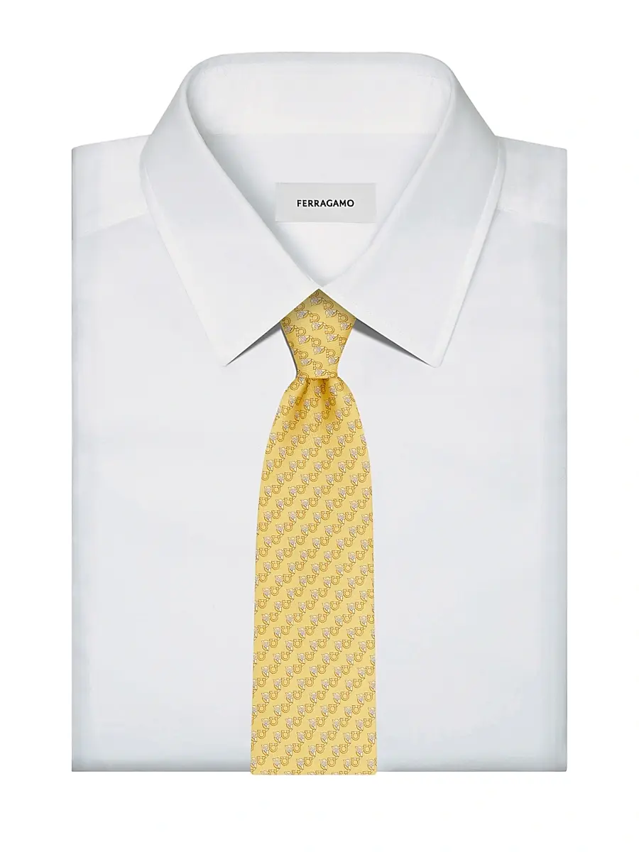 Ferragamo Men's Owl Gancio Silk Tie | Thumbnail 3 Ferragamo Men's Owl Gancio Silk Tie | Thumbnail 3