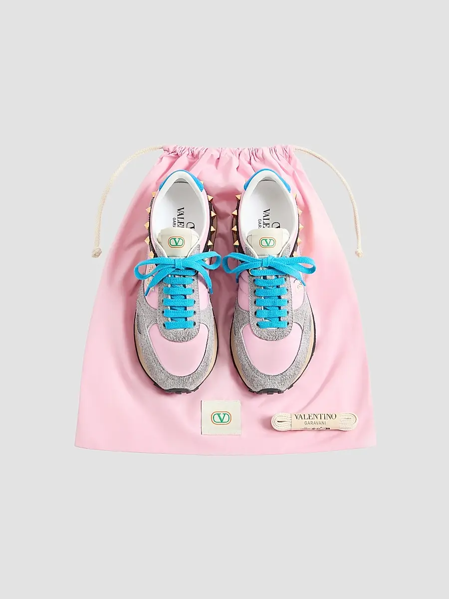 Valentino Women's Stud Up Sneaker in Split Leather and Nylon with Butterfly Embroidery | Thumbnail 5 Valentino Women's Stud Up Sneaker in Split Leather and Nylon with Butterfly Embroidery | Thumbnail 5